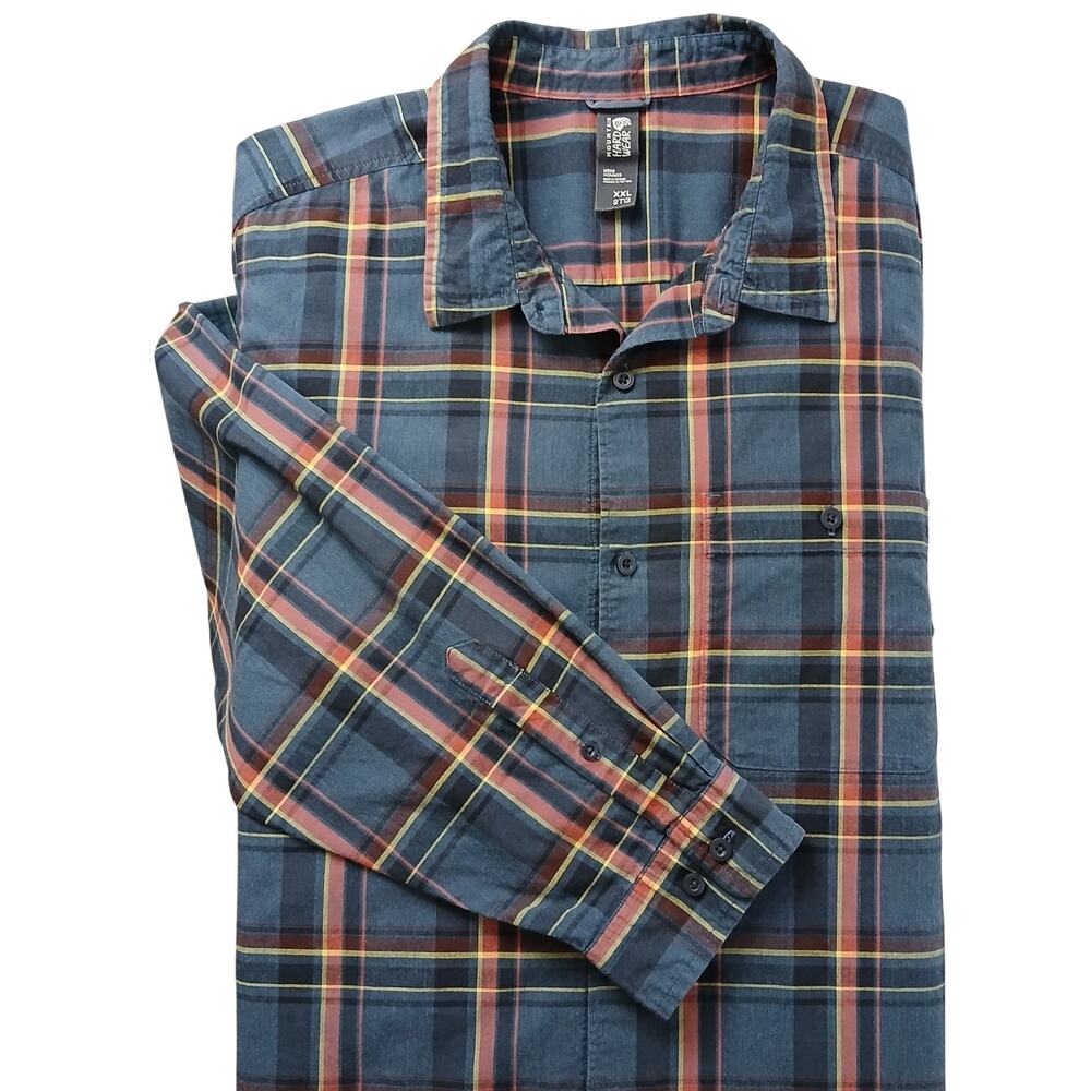 Mountain Hardwear Big Cottonwood Long Sleeve Shirt Mens XXL blue plaid button-up
